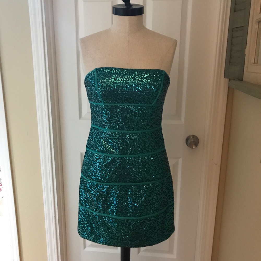 NWT women's teal sequined dress